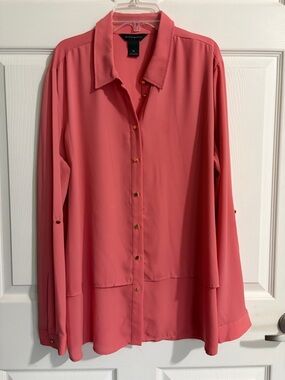 Investments Coral Pink Button-Front Blouse